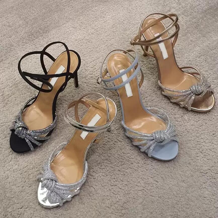 Luxury brand women's sandal high heel Aquazzuras heeled strass Beaded stiletto heel sandals Genuine Leather open sandalies lady wedding bride dress pumps 35-43
Luxury brand women's sandal high heel Aquazzuras heeled strass Beaded stiletto heel sandals Genuine Leather open sandalies lady wedding bride dress pumps 35-43
