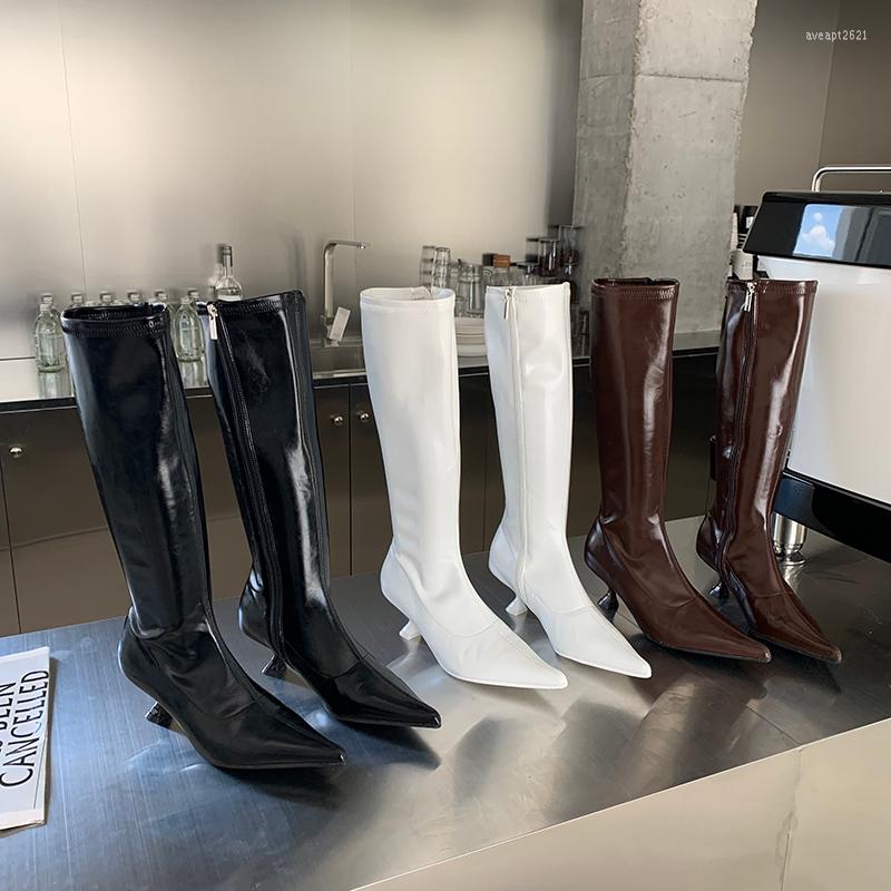 Boots Black White Brown Women Knee High Pointed Toe Stretch Shoes Thin Mid Heels Back Zipper Ladies Party Pumps Solid Color 39
Boots Black White Brown Women Knee High Pointed Toe Stretch Shoes Thin Mid Heels Back Zipper Ladies Party Pumps Solid Color 39