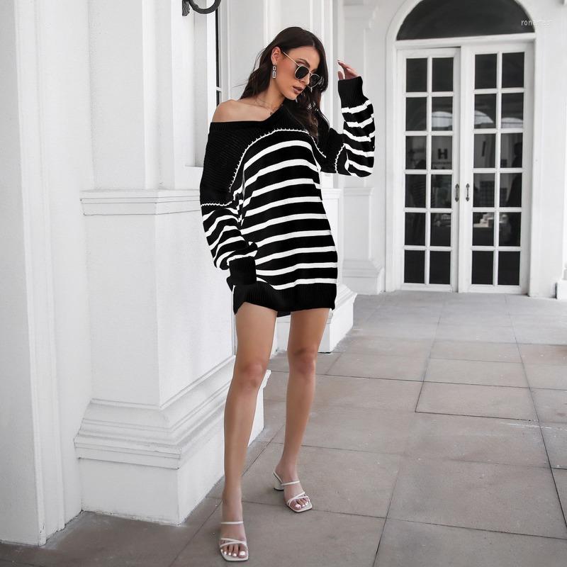 Casual Dresses V Neck Striped Sweater Women' 2022 Spring Autumn Style Drop Shoulder Long Sleeved Loose Knitted Dress Urban Leisure, Black
Casual Dresses V Neck Striped Sweater Women' 2022 Spring Autumn Style Drop Shoulder Long Sleeved Loose Knitted Dress Urban Leisure, Black