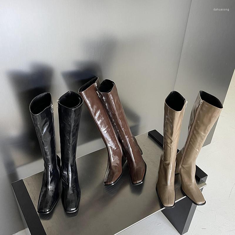 Boots Square Toe Women Knee High Patent Leather Side Zipper Thick Heels Knight Booties Black Brown Green Winter Party Pumps
Boots Square Toe Women Knee High Patent Leather Side Zipper Thick Heels Knight Booties Black Brown Green Winter Party Pumps