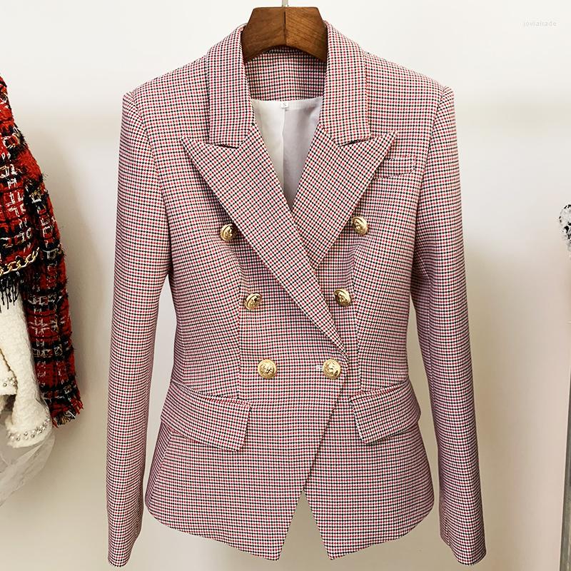 Women' Suits HIGH STREET Est 2022 Designer Jacket Women' Classic Metal Buttons Double Breasted Slim Fitting Houndstooth Blazer, Picture shown
Women' Suits HIGH STREET Est 2022 Designer Jacket Women' Classic Metal Buttons Double Breasted Slim Fitting Houndstooth Blazer, Picture shown