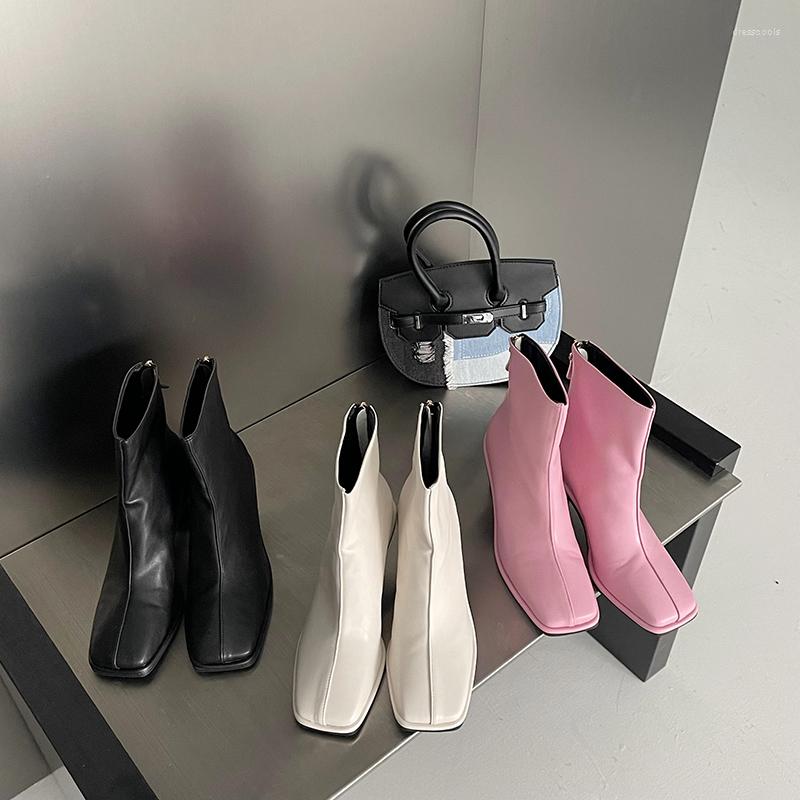 Boots Fashion Women Ankle Square Toe Short Booties Black White Pink Solid Color Back Zipper 2022 Arrivals Round High Heels
Boots Fashion Women Ankle Square Toe Short Booties Black White Pink Solid Color Back Zipper 2022 Arrivals Round High Heels
