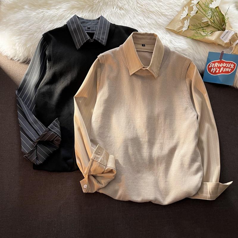 Men's Sweaters 2022 Spring Autumn Men Knitted Sweater Lapel Shirt Fake Two-piece Men's Fashion Clothes Casual Knit Pullovers H146, Khaki
Men's Sweaters 2022 Spring Autumn Men Knitted Sweater Lapel Shirt Fake Two-piece Men's Fashion Clothes Casual Knit Pullovers H146, Khaki