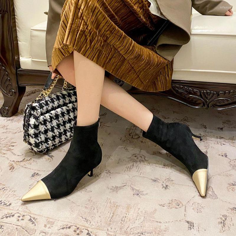 Boots Fashion Women Ankle Mixed Color Short Stretch Shoes Black White Thin Mid Heels Back Zipper Autumn Winter Woman 39
Boots Fashion Women Ankle Mixed Color Short Stretch Shoes Black White Thin Mid Heels Back Zipper Autumn Winter Woman 39