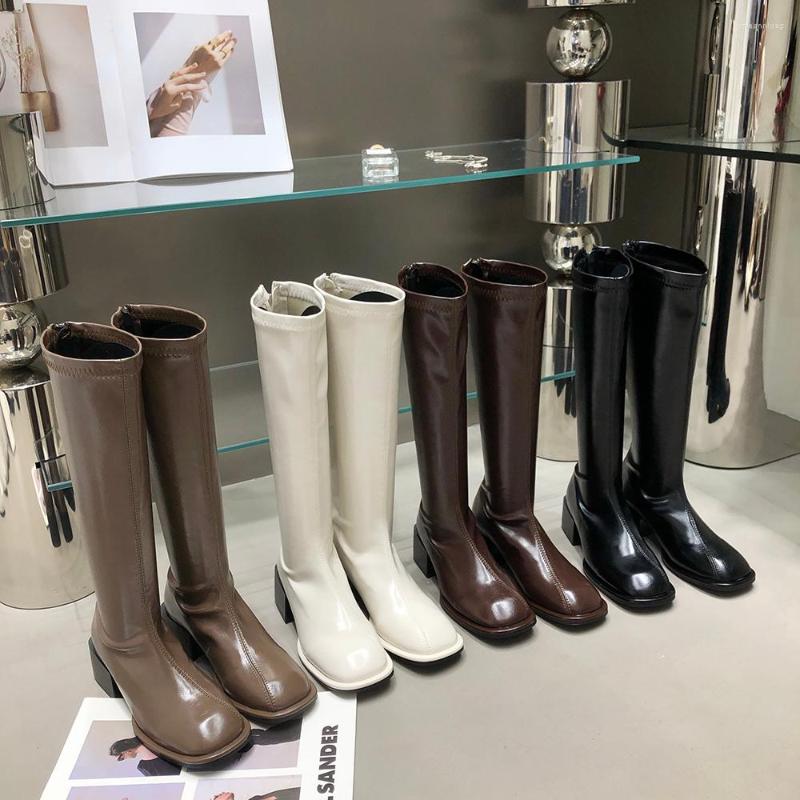 Boots Round Toe Women Knee High Square Mid Heels Black Brown Khaki White Fashion Dress Shoes Stretch Booties Back Zipper Elegant
Boots Round Toe Women Knee High Square Mid Heels Black Brown Khaki White Fashion Dress Shoes Stretch Booties Back Zipper Elegant