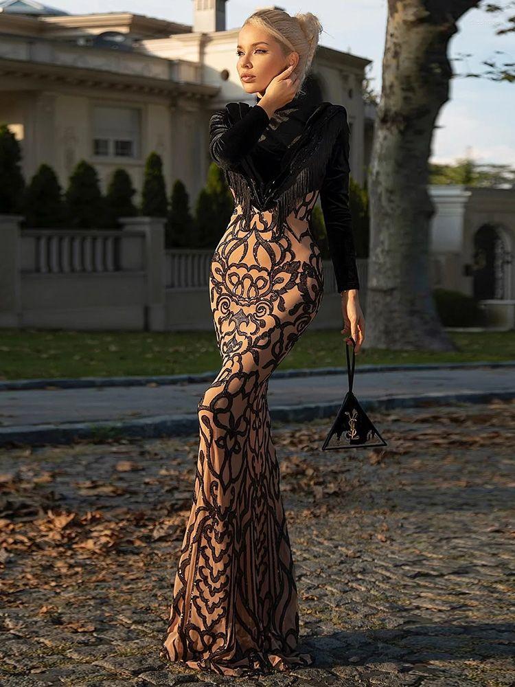 Casual Dresses Ailigou 2022 Elegant Luxury Tassel Sequin Long Women' Velvet Skinny Sleeves Round Neck Celebrity Party Evening Dress, Black
Casual Dresses Ailigou 2022 Elegant Luxury Tassel Sequin Long Women' Velvet Skinny Sleeves Round Neck Celebrity Party Evening Dress, Black