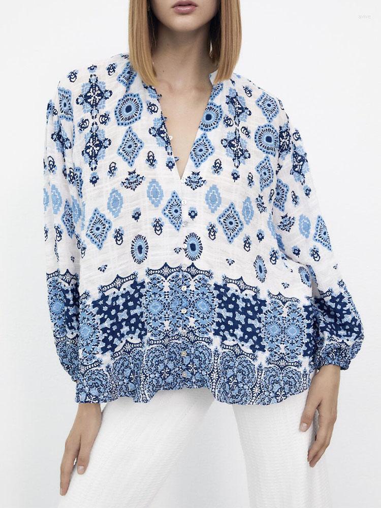 Women's Blouses Women's Clothing All-match Sweet Temperament Age-reducing Ethnic Style Beach Holiday Printed Shirt Top, Blue
Women's Blouses Women's Clothing All-match Sweet Temperament Age-reducing Ethnic Style Beach Holiday Printed Shirt Top, Blue