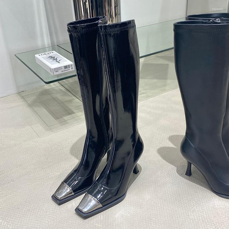 Boots Square Toe Women Knee High Stretch Shoes Metal Sock Booties Black Patent Leather 2022 S Thin Heel Side Zipper, Black 1
Boots Square Toe Women Knee High Stretch Shoes Metal Sock Booties Black Patent Leather 2022 S Thin Heel Side Zipper, Black 1
