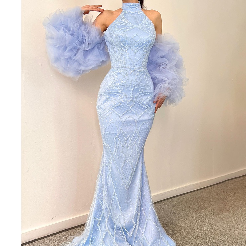 Elegant Prom Dress High Collar Mermaid Slim Sexy Designed Cuffs Applicant Layered Stain Net Evening Dress Custom Made Formal Dress Sweep Plus Size Robes, Purple
Elegant Prom Dress High Collar Mermaid Slim Sexy Designed Cuffs Applicant Layered Stain Net Evening Dress Custom Made Formal Dress Sweep Plus Size Robes, Purple