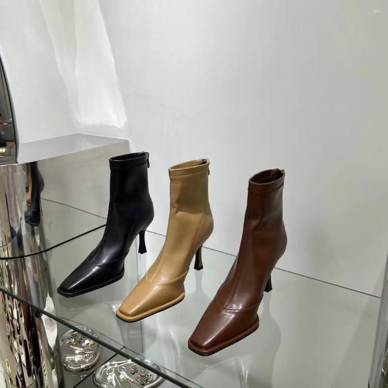 Boots Elegant Women Stretch Booties Thin High Heels Solid Color Black Brown Khaki Back Zipper Small Square Sock
Boots Elegant Women Stretch Booties Thin High Heels Solid Color Black Brown Khaki Back Zipper Small Square Sock