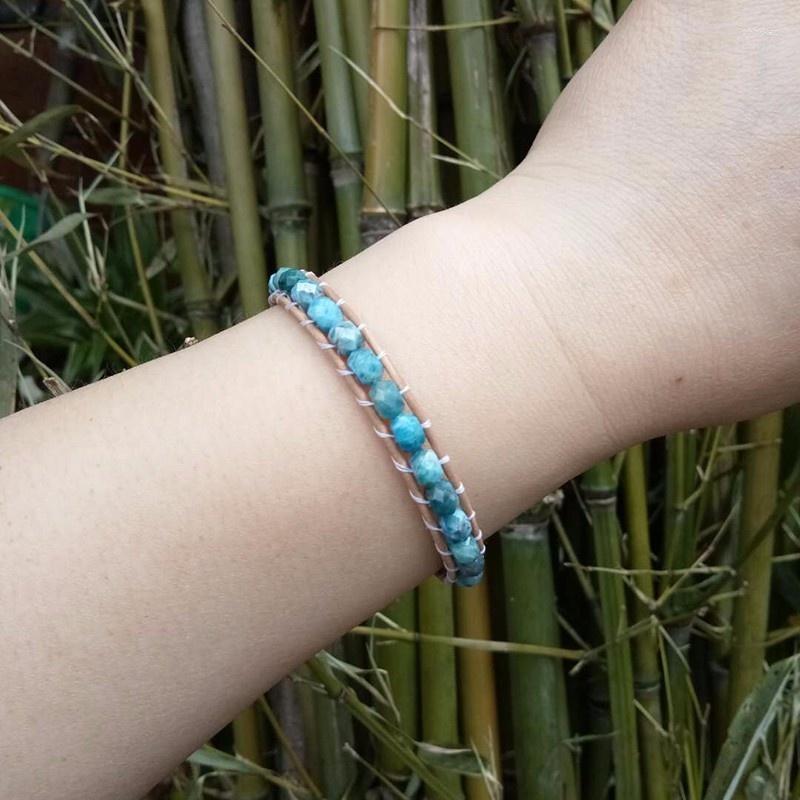 Strand Handmade Leather Wrap Natural Blue Apatite Stones Facted Round Beads Bracelets For Women Men Jewelry Bracciali 20cm Bileklik
Strand Handmade Leather Wrap Natural Blue Apatite Stones Facted Round Beads Bracelets For Women Men Jewelry Bracciali 20cm Bileklik
