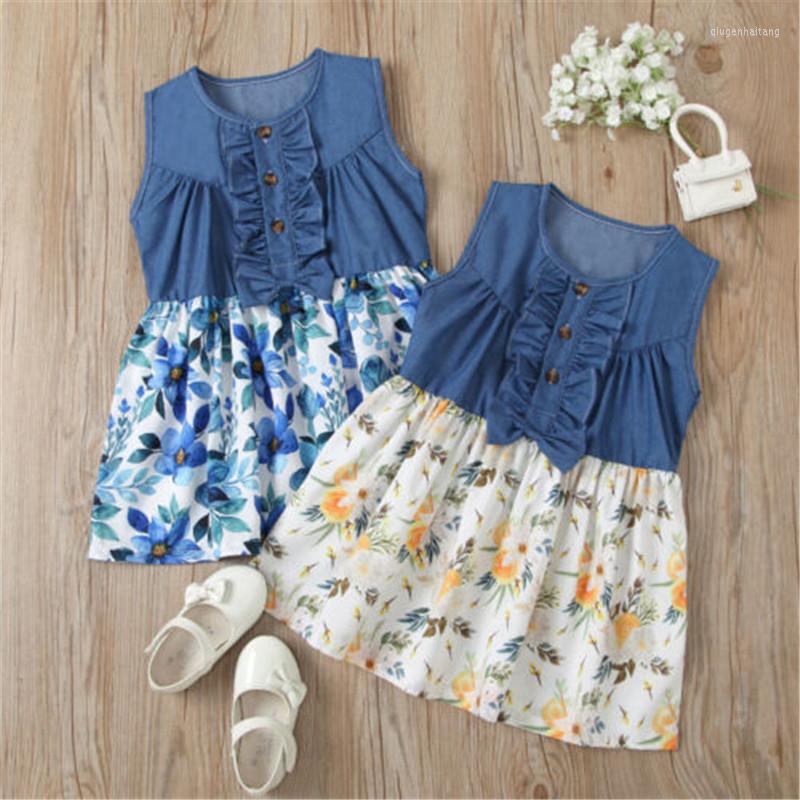 Girl Dresses 1-4 Years Denim Floral Dress Baby Round Neck Sleeveless Ruffled Chest Summer For Kids Girls Leisure Cowboy, Blue
Girl Dresses 1-4 Years Denim Floral Dress Baby Round Neck Sleeveless Ruffled Chest Summer For Kids Girls Leisure Cowboy, Blue