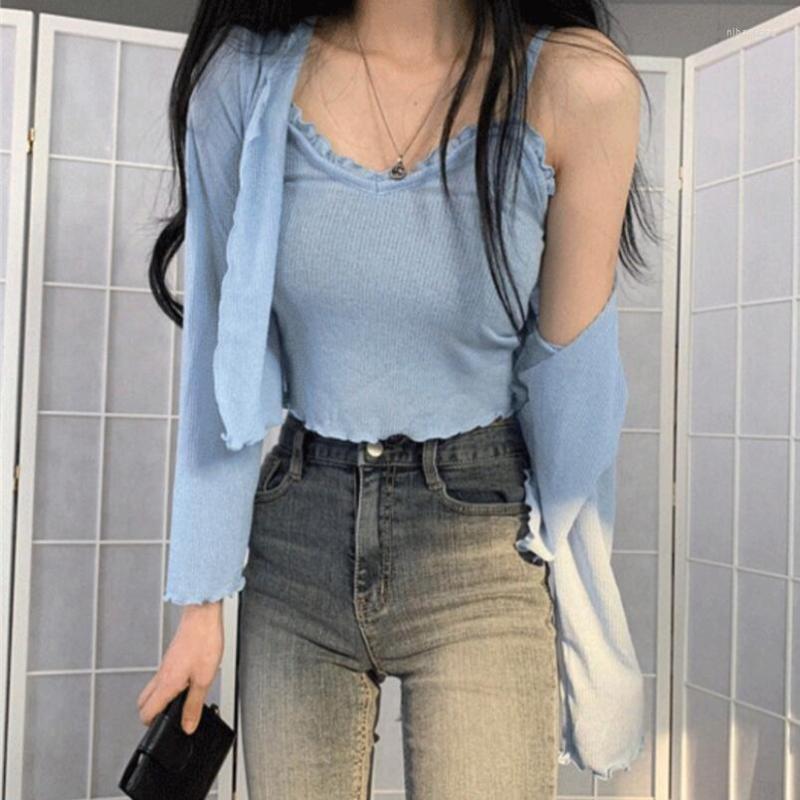 Women's Knits Korean Autumn Summer 2 Piece Set Long Sleeve Cardigans Solid Sling Vest Female Women Thin Coats Ladies Suits JW9534, Black
Women's Knits Korean Autumn Summer 2 Piece Set Long Sleeve Cardigans Solid Sling Vest Female Women Thin Coats Ladies Suits JW9534, Black