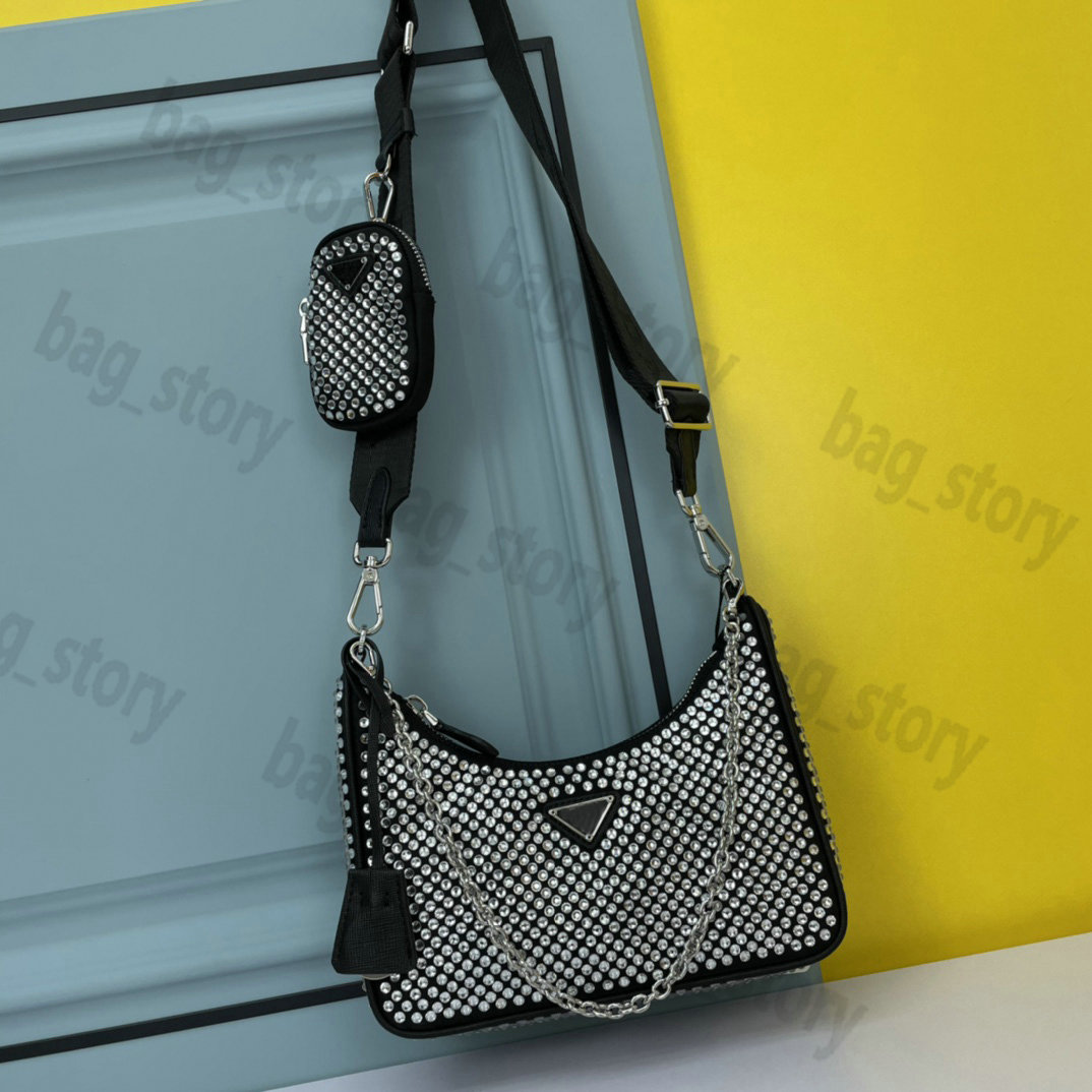 Designer 3 In 1 Bag Re-Edition 2005 Satin Chains Handle Handbag with Crystals Flap Messenger Axillary Shoulder bag Coins Wallet Purse Ladies Underarmbag 1BH204
Designer 3 In 1 Bag Re-Edition 2005 Satin Chains Handle Handbag with Crystals Flap Messenger Axillary Shoulder bag Coins Wallet Purse Ladies Underarmbag 1BH204