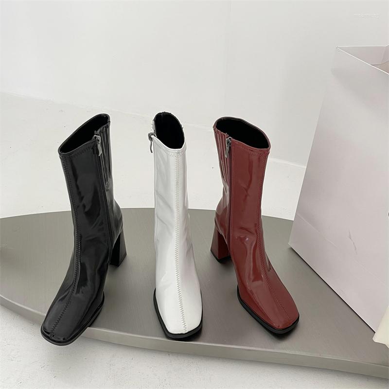 Boots Square Toe Women Mid Calf Black White Red Side Zipper Thick High Heels 2022 Autumn Winter Botas Party Pumps Size 35-39
Boots Square Toe Women Mid Calf Black White Red Side Zipper Thick High Heels 2022 Autumn Winter Botas Party Pumps Size 35-39