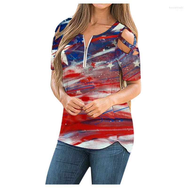 Women's T Shirts Women's T-Shirt Summer American Flag Print Strappy Cold Shoulder Short Sleeve O-neck Zipper Basic Tee Pullover Tunics, Blue
Women's T Shirts Women's T-Shirt Summer American Flag Print Strappy Cold Shoulder Short Sleeve O-neck Zipper Basic Tee Pullover Tunics, Blue