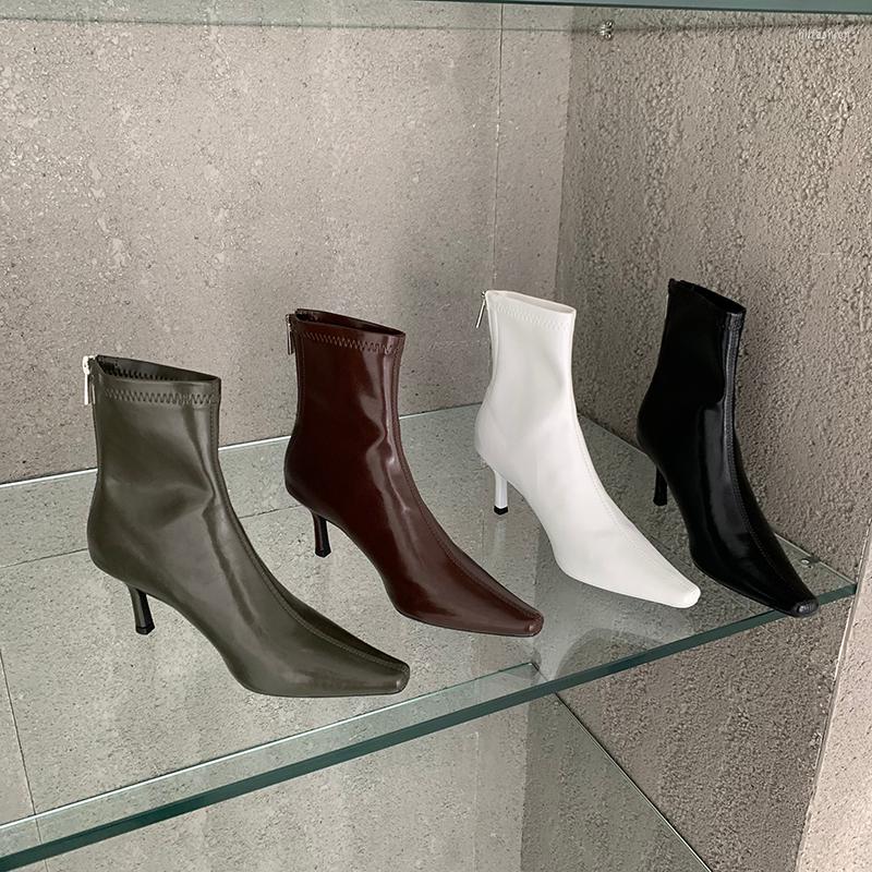 Boots Black White Green Brown Women Ankle Pointed Toe Autumn Winter Booties Thin High Heels Back Zipper Stretch Shoes Woman 39
Boots Black White Green Brown Women Ankle Pointed Toe Autumn Winter Booties Thin High Heels Back Zipper Stretch Shoes Woman 39