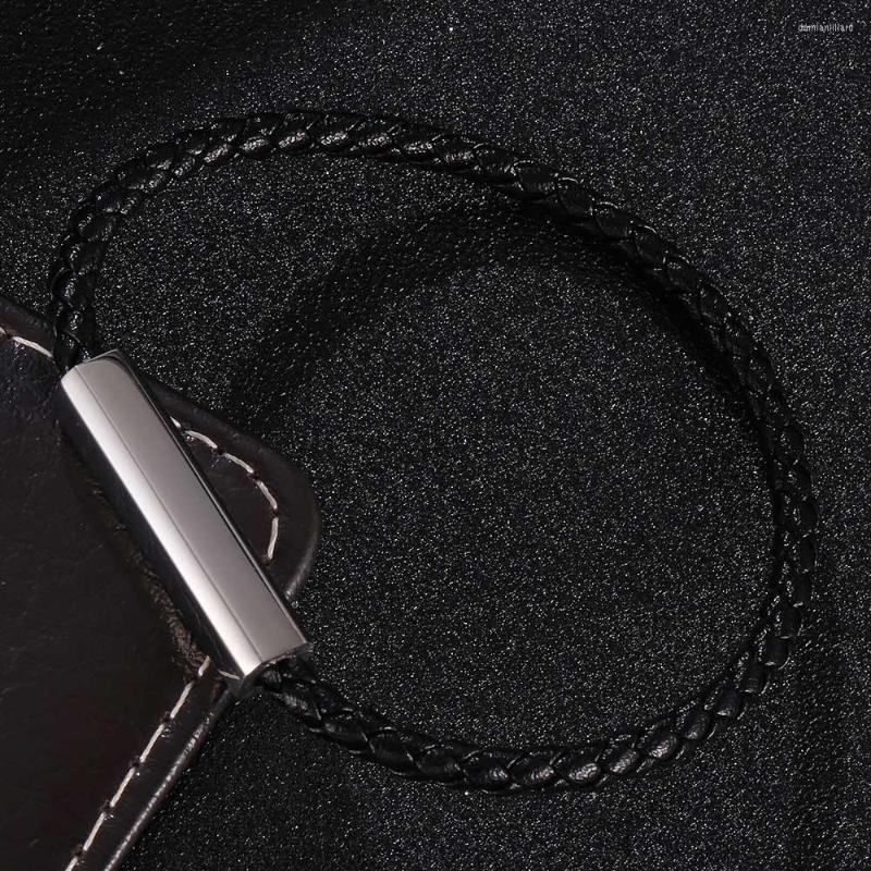 Charm Bracelets Men Stainless Steel Magnetic Clasp Black Leather Bracelet Handmade Male Bangles Braided BB0627
Charm Bracelets Men Stainless Steel Magnetic Clasp Black Leather Bracelet Handmade Male Bangles Braided BB0627