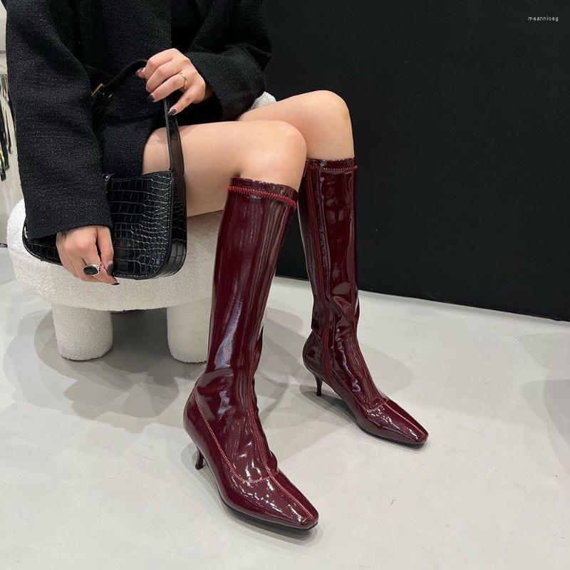 Boots Sexy Women Knee High Round Toe Heels Side Zipper Wine Red/Black Fashion Party Pumps Winter Knight Botas 35-39
Boots Sexy Women Knee High Round Toe Heels Side Zipper Wine Red/Black Fashion Party Pumps Winter Knight Botas 35-39