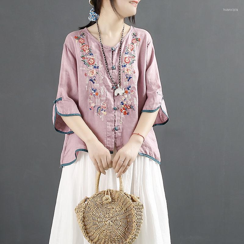 Women's Blouses Japanese Cotton Linen Shirt Retro Embroidery Buttoned Up Half Sleeve Top Casual Stand Collar Blouse Women's Tops Blusas, Green
Women's Blouses Japanese Cotton Linen Shirt Retro Embroidery Buttoned Up Half Sleeve Top Casual Stand Collar Blouse Women's Tops Blusas, Green