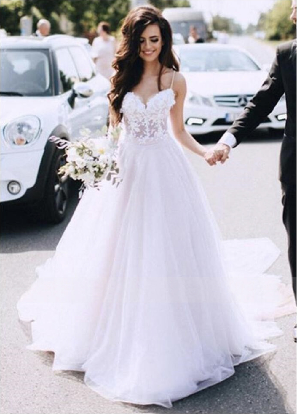 Spaghetti Straps Dress Vestidos de Novia Sweetheart Lace Appliques Wedding Gowns Vintage Sleeveless Bride Dresses