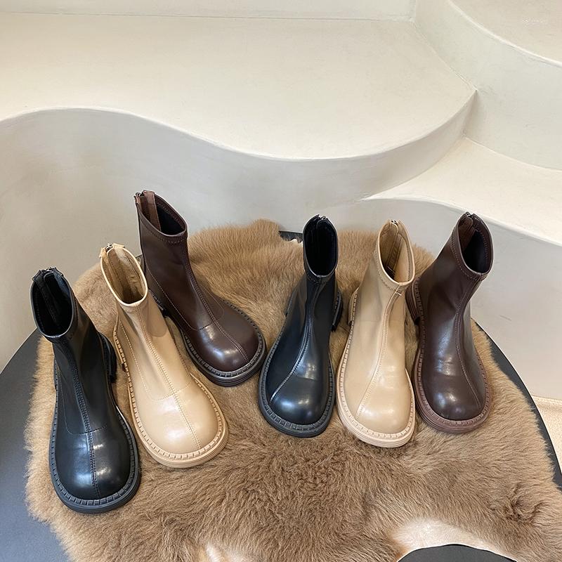 Boots Fashion Women Ankle Round Toe Stretch Shoes Black Khaki Beige Flat Low Heels Back Zipper Short Botas Autumn Spring
Boots Fashion Women Ankle Round Toe Stretch Shoes Black Khaki Beige Flat Low Heels Back Zipper Short Botas Autumn Spring
