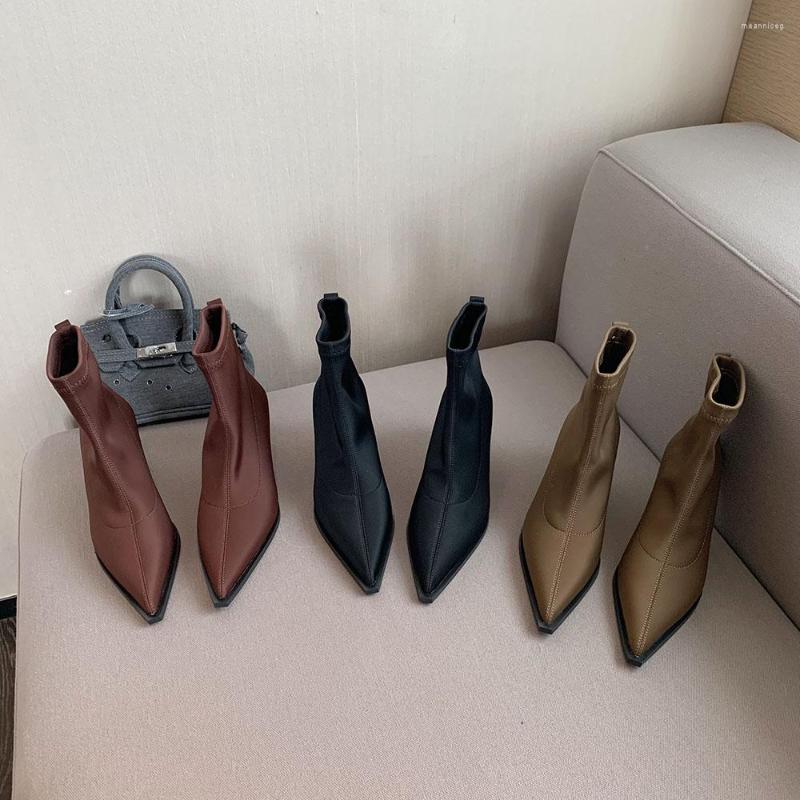 Boots Fashion Women Sock Booties Pointed Toe Elegant Stretch Shoes Woman Thin Mid Heels Black Brown Khaki Slip On Party
Boots Fashion Women Sock Booties Pointed Toe Elegant Stretch Shoes Woman Thin Mid Heels Black Brown Khaki Slip On Party
