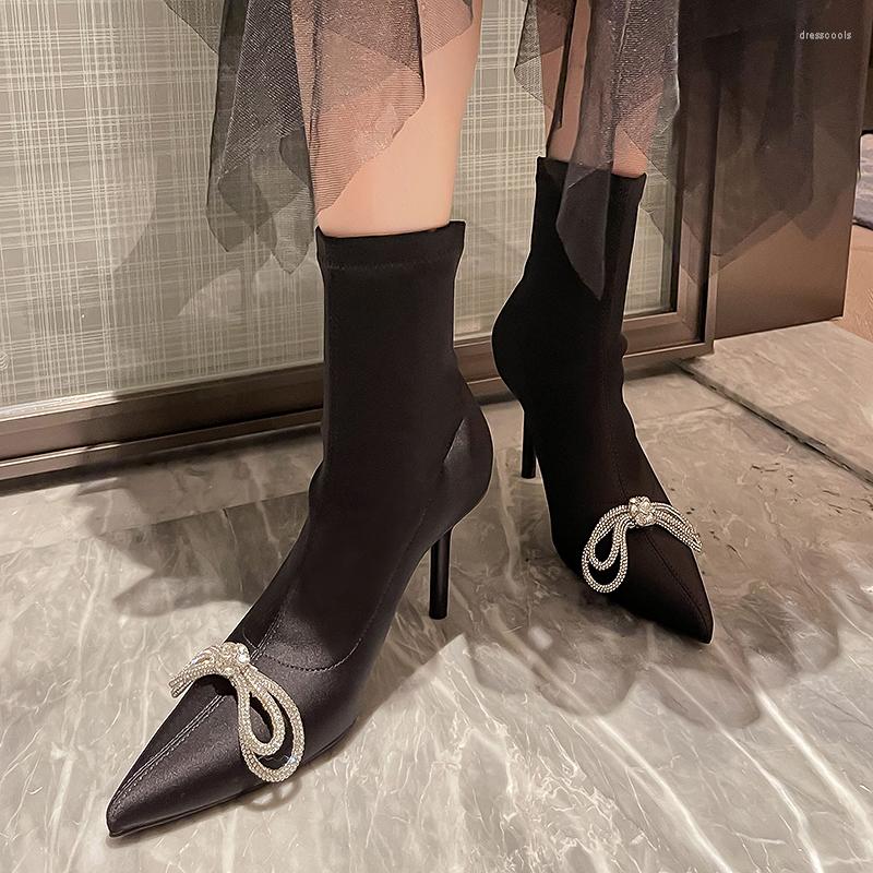 Boots Pointed Toe Women Sock Short/Long Knee High Black Stretch Shoes Thin Heels Crystal Bow Slip On Party Pumps 39, Black 1
Boots Pointed Toe Women Sock Short/Long Knee High Black Stretch Shoes Thin Heels Crystal Bow Slip On Party Pumps 39, Black 1