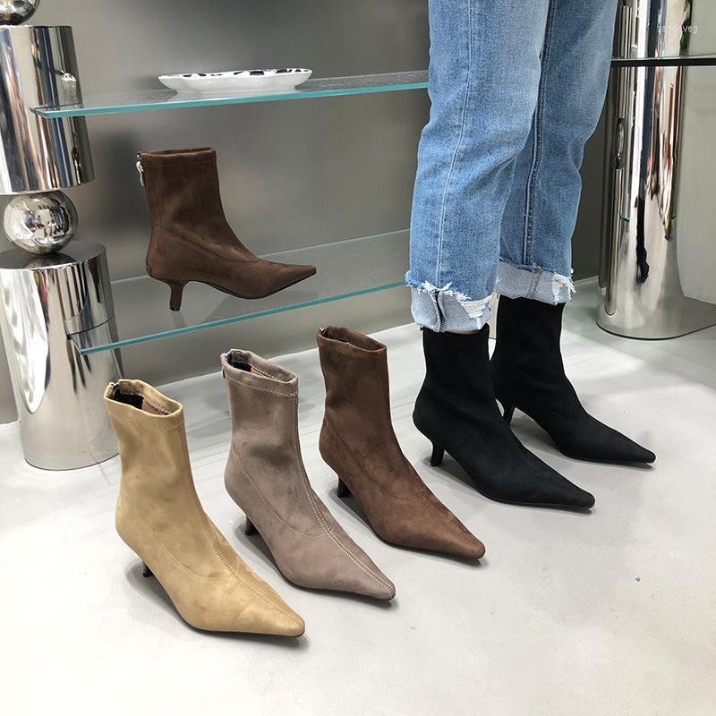 Boots Pointed Toe Women Ankle Stretch Shoes Thin Mid Heels Beige/Grey/Brown/Black Back Zipper 2022 Arrivals Sock Botas 35-39
Boots Pointed Toe Women Ankle Stretch Shoes Thin Mid Heels Beige/Grey/Brown/Black Back Zipper 2022 Arrivals Sock Botas 35-39