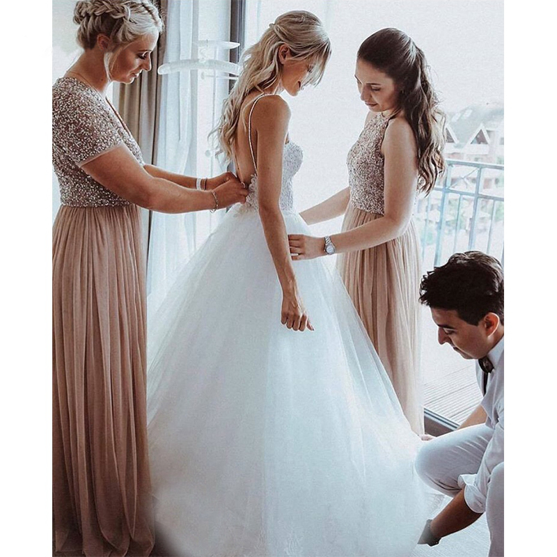 Elegant Tulle Sweetheart-Neck Dresses or-Length Lace Applique Beading A-e Bridal Dress Boho Wedding Gowns