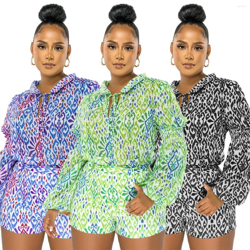 Women' Tracksuits Chiffon Printed Long Sleeves Sets Women O Neck Shirt Shorts Suit Casual Top 2 Piece Set Beach Holiday Party Elegant, Blue
Women' Tracksuits Chiffon Printed Long Sleeves Sets Women O Neck Shirt Shorts Suit Casual Top 2 Piece Set Beach Holiday Party Elegant, Blue