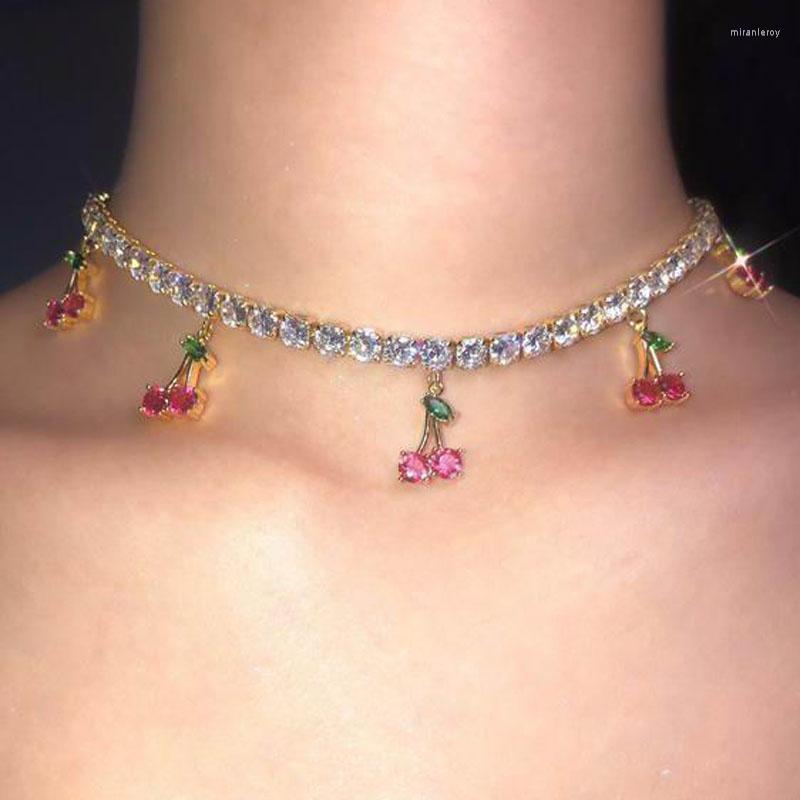 Choker Iced Out 5MM CZ Tennis Chain Cherry Necklace Red Charm Gold Silver Color Necklaces Women Fashion Jewelry
Choker Iced Out 5MM CZ Tennis Chain Cherry Necklace Red Charm Gold Silver Color Necklaces Women Fashion Jewelry