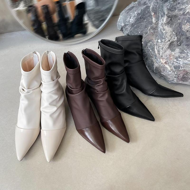 Boots Pointed Toe Women Ankle Stretch Shoes Black Brown White Thin Mid Heels Fashion Autumn Winter Short Woman Size 39
Boots Pointed Toe Women Ankle Stretch Shoes Black Brown White Thin Mid Heels Fashion Autumn Winter Short Woman Size 39
