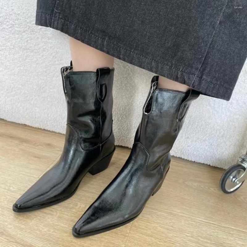 Boots Pointed Toe Women Mid Calf Black White Western Booties Thick Heels Fashion Winter 2022 Arricals Botas
Boots Pointed Toe Women Mid Calf Black White Western Booties Thick Heels Fashion Winter 2022 Arricals Botas