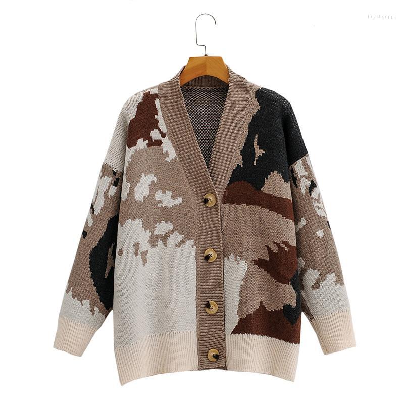 Women's Knits Women's & Tees 2022 Camouflage Lazy Loose Knit Outer Wear Female Cardigan Korean Fashion V-neck Single Thicken Sweater, Brown
Women's Knits Women's & Tees 2022 Camouflage Lazy Loose Knit Outer Wear Female Cardigan Korean Fashion V-neck Single Thicken Sweater, Brown
