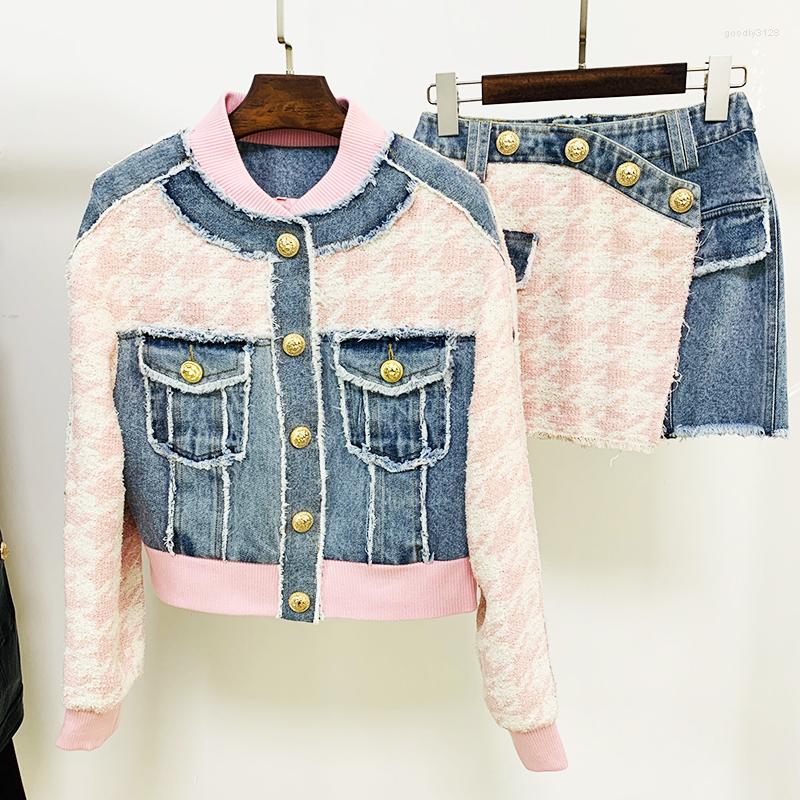 Work Dresses Est Women' Lion Buttons 2022 Designer Suit Set Houndstooth Tweed Denim Patchwork Tassel Fringed Jacket Mini Skirt 2PCS, Pink
Work Dresses Est Women' Lion Buttons 2022 Designer Suit Set Houndstooth Tweed Denim Patchwork Tassel Fringed Jacket Mini Skirt 2PCS, Pink