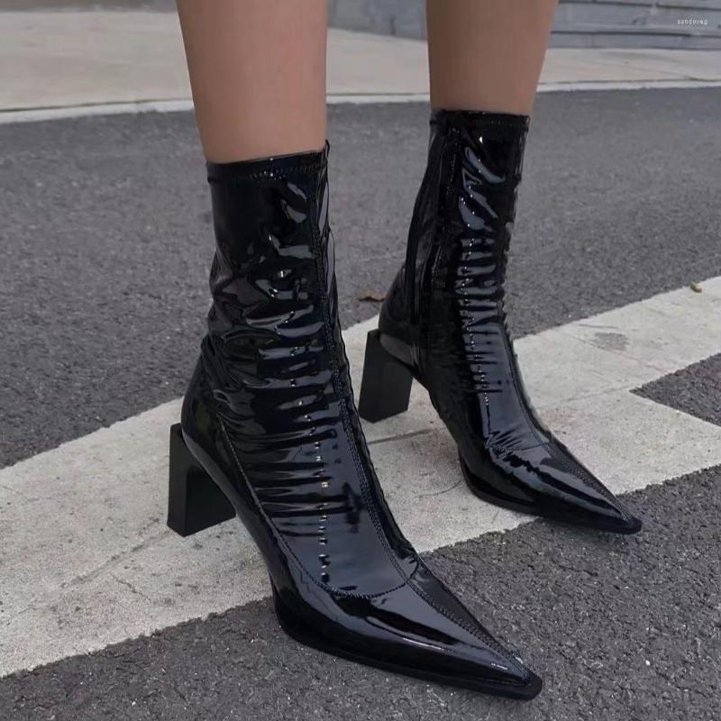 Boots Pointed Toe Women Ankle 2022 Arrivals Sock Booties Square Thick High Heels Stretch Shoes Woman Black Beige White Zip, Black 1
Boots Pointed Toe Women Ankle 2022 Arrivals Sock Booties Square Thick High Heels Stretch Shoes Woman Black Beige White Zip, Black 1