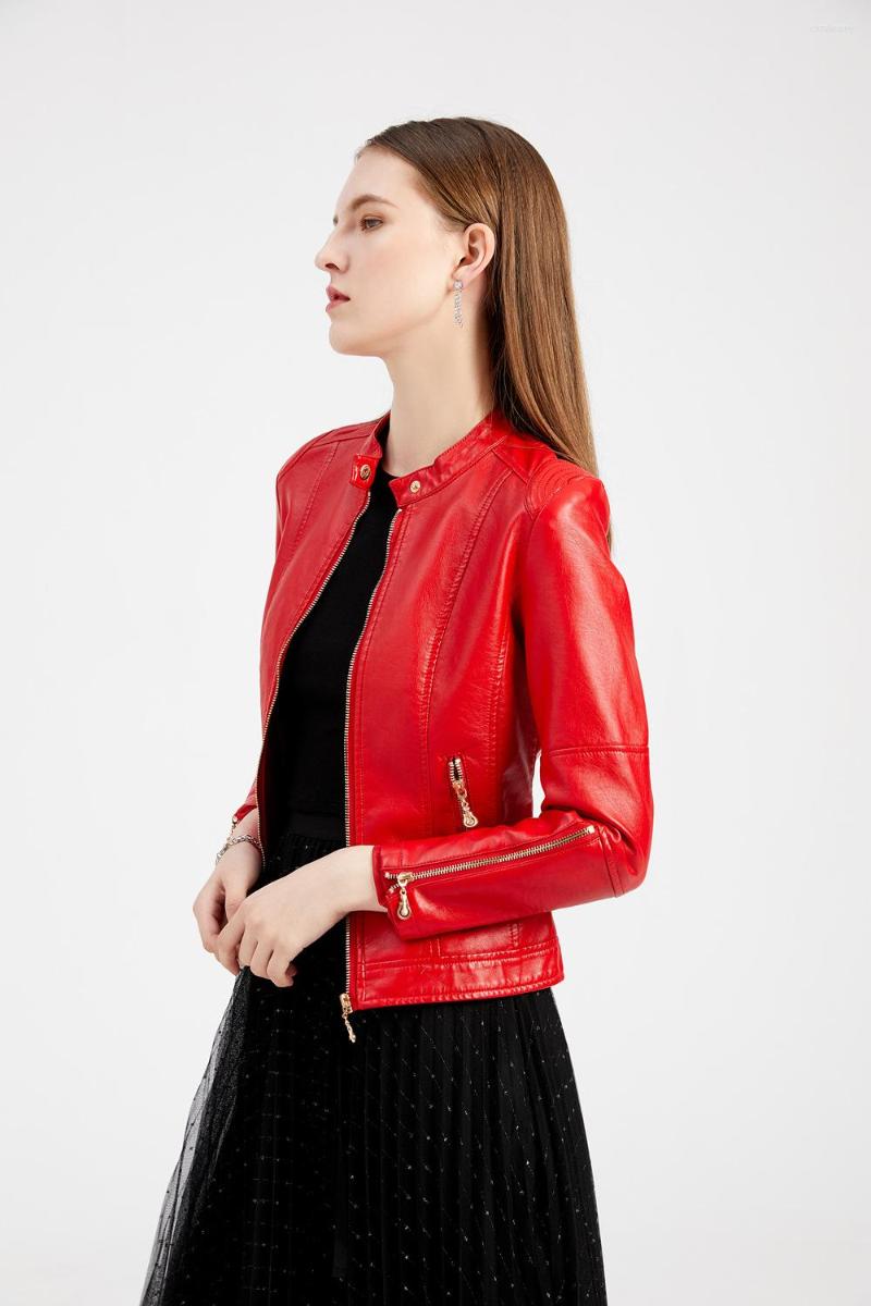 Women' Leather Nice Fashion Women' Jacket PU Stand Collar Spring And Autumn Thin, Black
Women' Leather Nice Fashion Women' Jacket PU Stand Collar Spring And Autumn Thin, Black