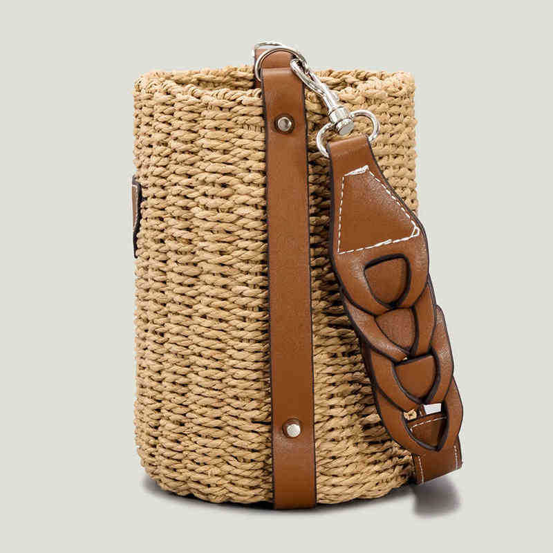 Evening bag Designer Rattan Basket Bags for Women Straw Woven Bucket Round Shoulder Bag Female Shopper Handbags Purses 2022 Ins 20220607, Brown
Evening bag Designer Rattan Basket Bags for Women Straw Woven Bucket Round Shoulder Bag Female Shopper Handbags Purses 2022 Ins 20220607, Brown