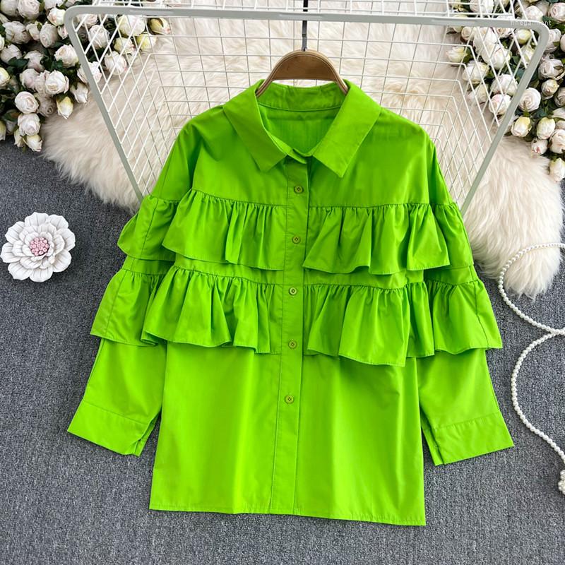 Women's Blouses Turn-Down Collar Loose Double Layer Ruffle Long Sleeve Single Breasted Shirt Women's Autumn And Spring Casual Blouse, Black
Women's Blouses Turn-Down Collar Loose Double Layer Ruffle Long Sleeve Single Breasted Shirt Women's Autumn And Spring Casual Blouse, Black