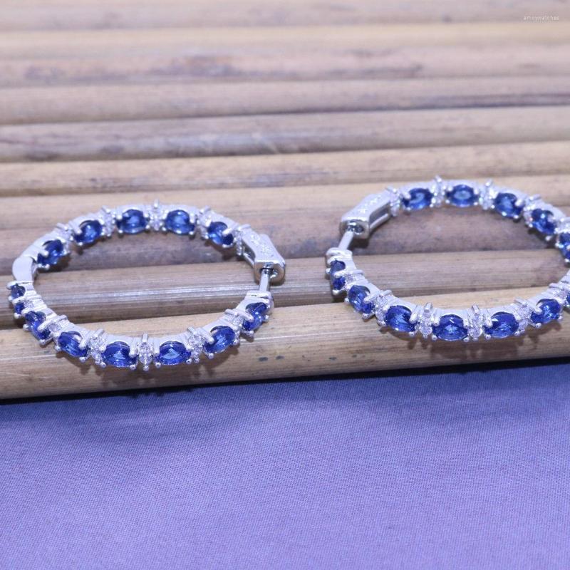 Hoop Earrings Brass Set Blue Zircon Big Circle Women's Fashion Versatile
Hoop Earrings Brass Set Blue Zircon Big Circle Women's Fashion Versatile