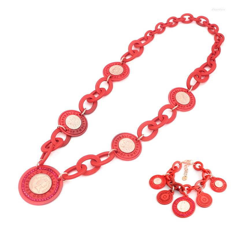 Necklace Earrings Set Red Acrylic Circles And Coins Beads Link Chain Bracelets Necklaces, Picture shown
Necklace Earrings Set Red Acrylic Circles And Coins Beads Link Chain Bracelets Necklaces, Picture shown