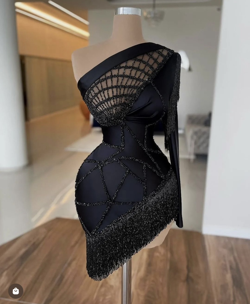 Sexy Black Short Prom Dresees One Shoulder Evening Formal Gown Long Sleeves Cocktail Party Dress Custom Made, Champagne
Sexy Black Short Prom Dresees One Shoulder Evening Formal Gown Long Sleeves Cocktail Party Dress Custom Made, Champagne