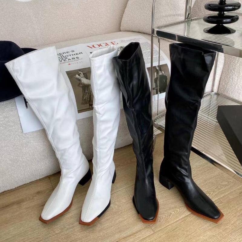 Boots Square Toe Women Knee High Western Botas Black White Thick Mid Heels Slip On Party Pumps Shoes Woman Ladies Winter
Boots Square Toe Women Knee High Western Botas Black White Thick Mid Heels Slip On Party Pumps Shoes Woman Ladies Winter