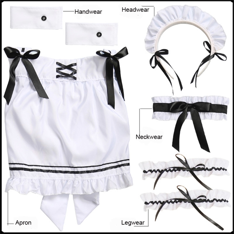 Black Cute Lolita Maid Costumes French Maid Dress Girls Woman Amine Cosplay Costume Waitress Maid Party Stage Costumes T200713