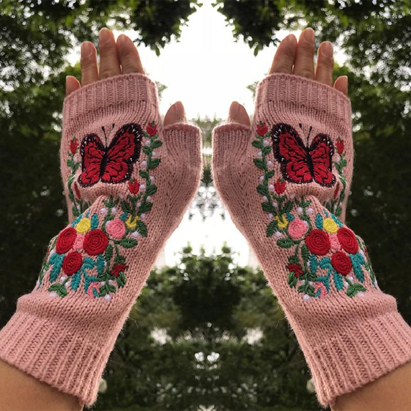 Five Fingers Gloves High Quality Mittens Handmade Women's Autumn Butterfly Flower Warm Woolen Knitted Winter Half Finger Embroidery
Five Fingers Gloves High Quality Mittens Handmade Women's Autumn Butterfly Flower Warm Woolen Knitted Winter Half Finger Embroidery