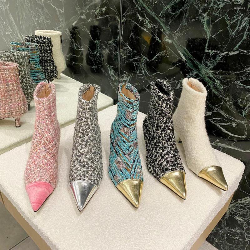 Boots Fashion Women Ankle Pointed Toe Mixed Color Black White Blue Pink Grey Thin Mid Heels Back Zipper Dress Shoes Woman 35-39
Boots Fashion Women Ankle Pointed Toe Mixed Color Black White Blue Pink Grey Thin Mid Heels Back Zipper Dress Shoes Woman 35-39