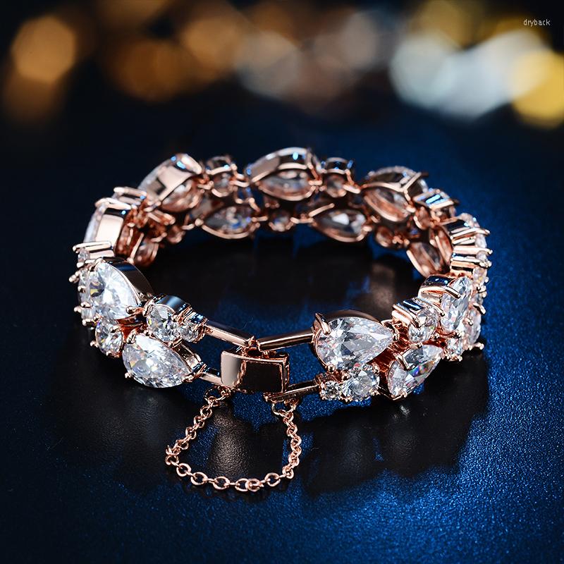 Link Bracelets Brand High Quality Luxury For Women Mona Lisa White/Rose Gold Pleated Clear Cubic Zircon Bangles
Link Bracelets Brand High Quality Luxury For Women Mona Lisa White/Rose Gold Pleated Clear Cubic Zircon Bangles