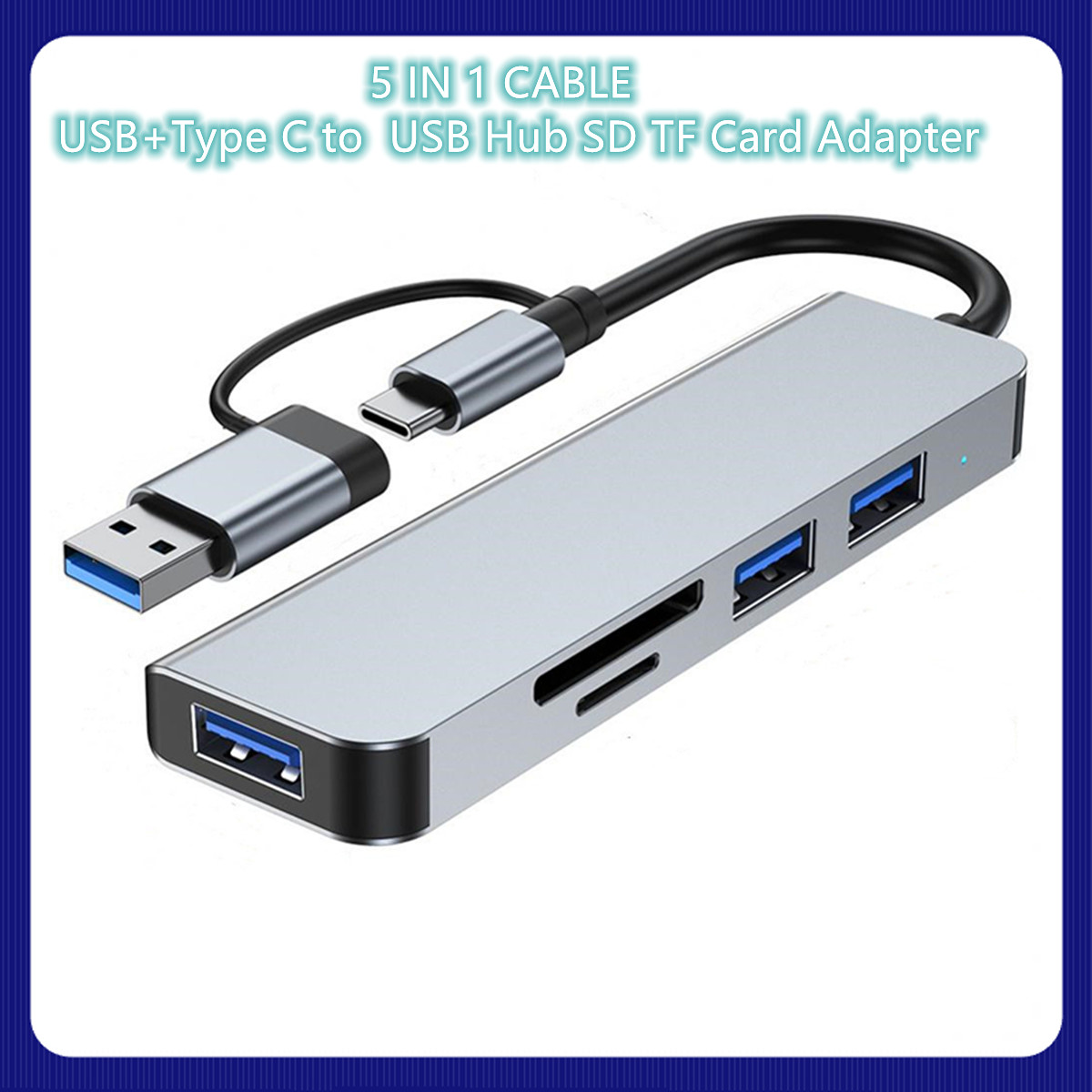 USB-C Hub cable 5-in-1 Type-C Adapter To Power Delivery 3 USB port SD TF Card Reader connector
USB-C Hub cable 5-in-1 Type-C Adapter To Power Delivery 3 USB port SD TF Card Reader connector