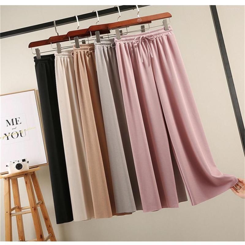 Women' Pants 2022 Summer Big Size Women ICE SILK Knitted Wide Leg Pant Casual High Waist Bow Spring Elegant Lady Trousers W750, Black
Women' Pants 2022 Summer Big Size Women ICE SILK Knitted Wide Leg Pant Casual High Waist Bow Spring Elegant Lady Trousers W750, Black